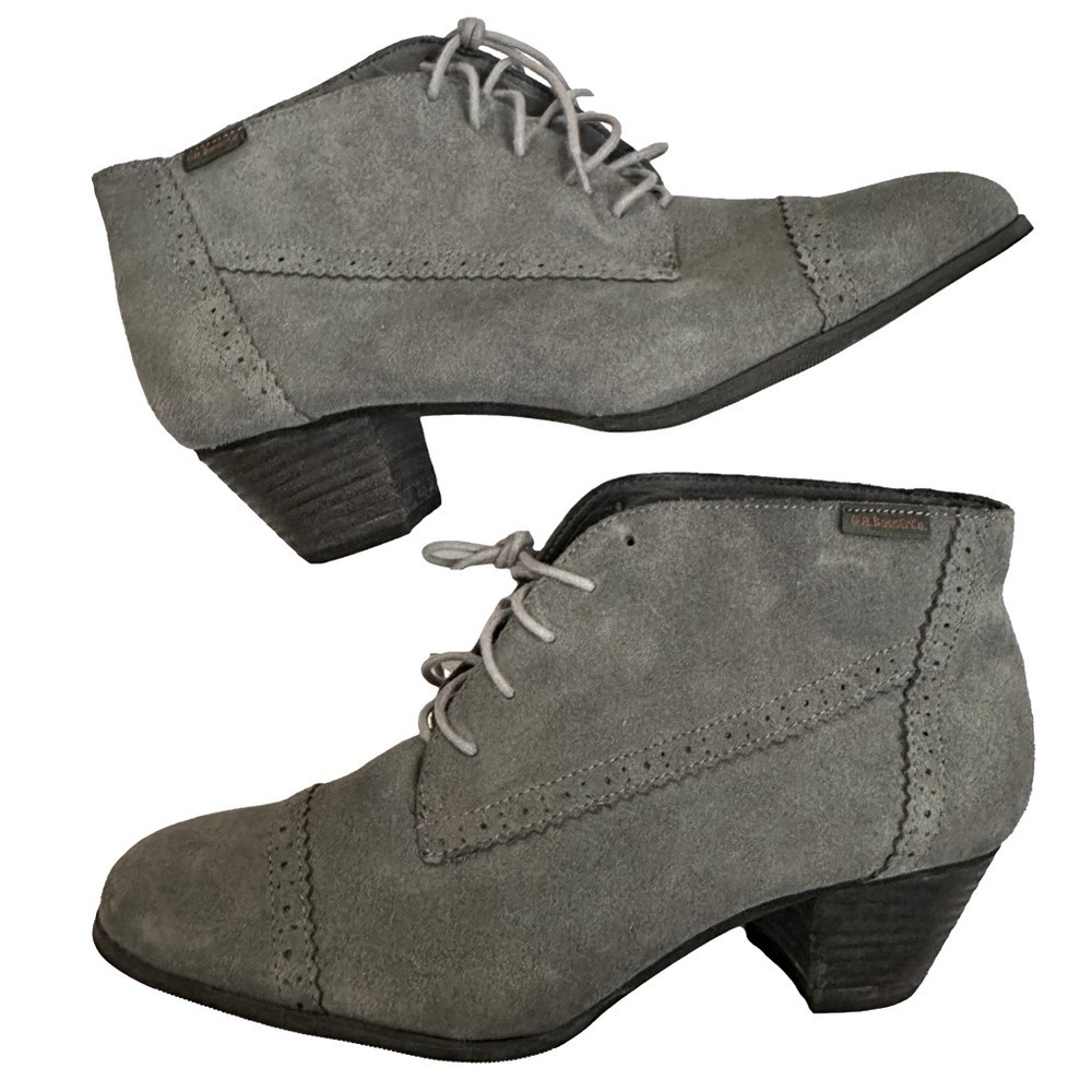 G.H.Bass & Co. Charcoal Grey Suede Ankle Lace-Up Boots Boho Prairie Size 11